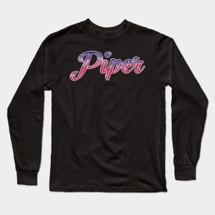 Piper fan art written with Rainbow effect Long Sleeve T-Shirt